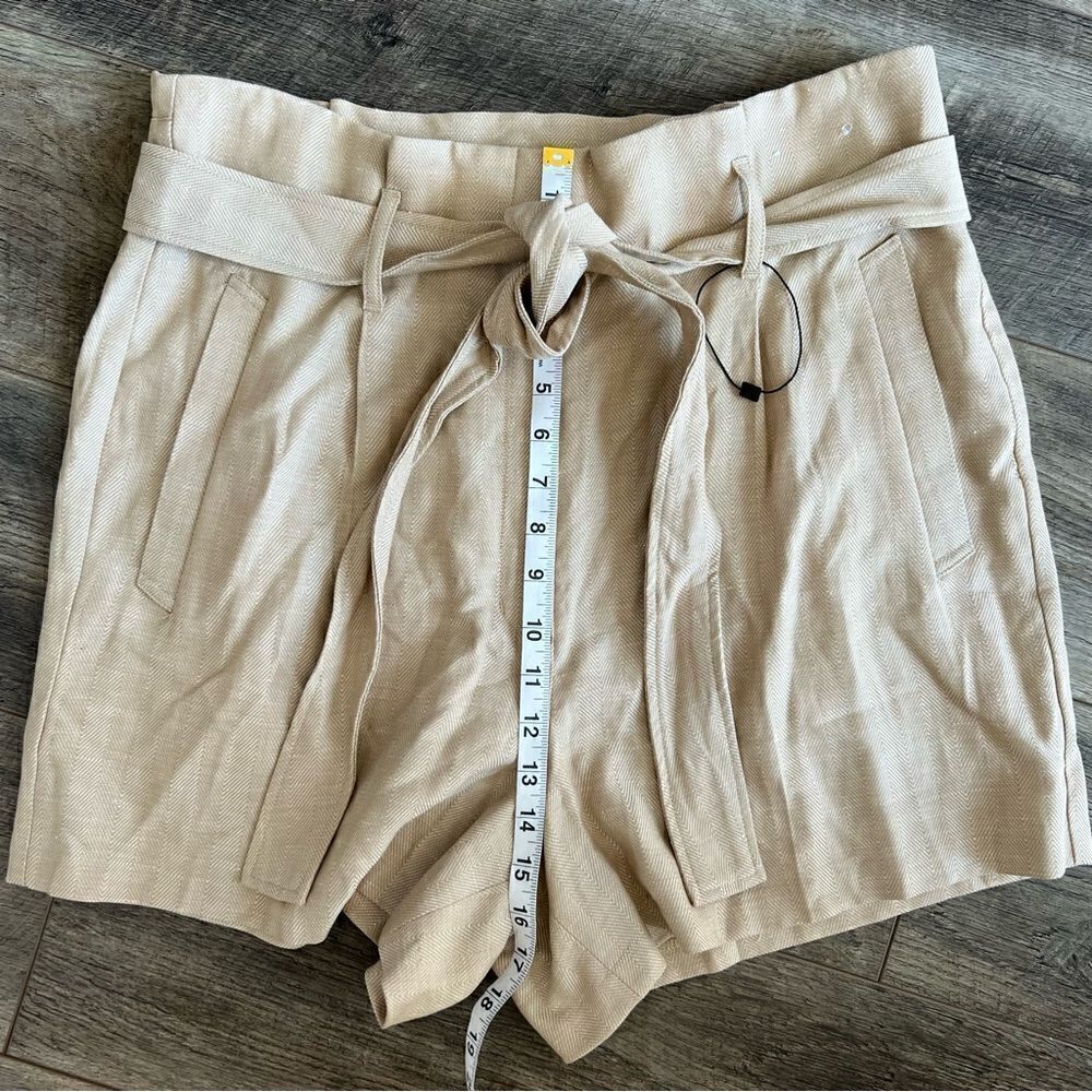 Express MIDI Extreme High Rise Shorts Khaki Tan Size 14 Linen Blend NEW - Picture 11 of 12